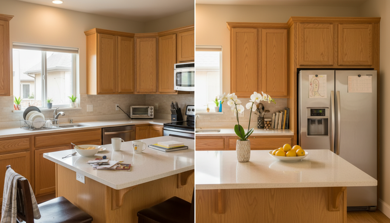 Before and after kitchen cleaning